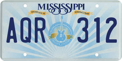 MS license plate AQR312