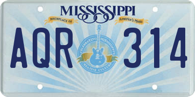 MS license plate AQR314