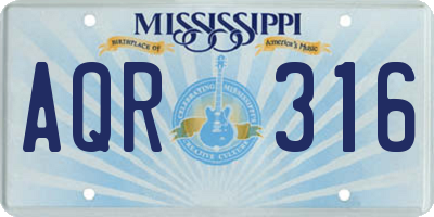 MS license plate AQR316