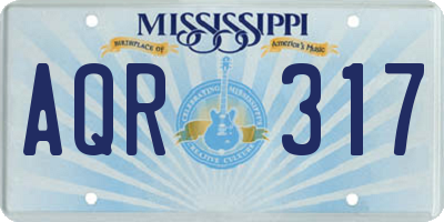 MS license plate AQR317