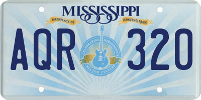 MS license plate AQR320