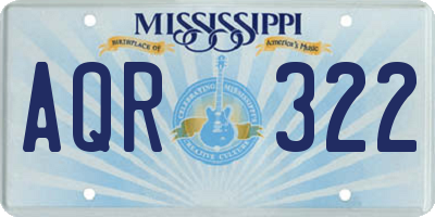 MS license plate AQR322