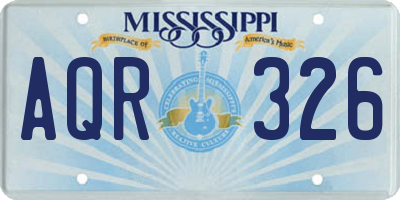 MS license plate AQR326
