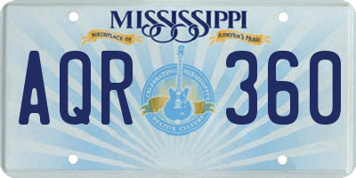MS license plate AQR360