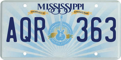 MS license plate AQR363
