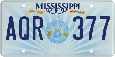 MS license plate AQR377