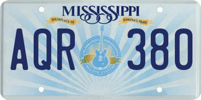 MS license plate AQR380