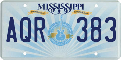 MS license plate AQR383