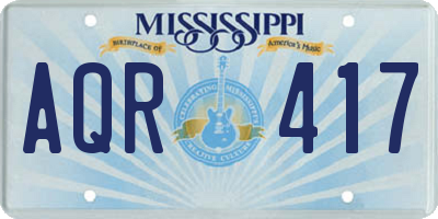 MS license plate AQR417