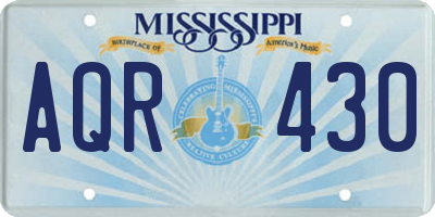 MS license plate AQR430