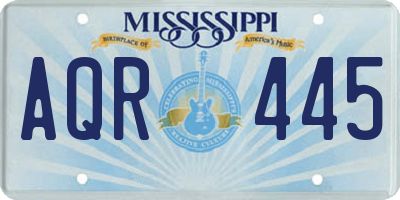 MS license plate AQR445
