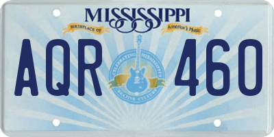 MS license plate AQR460