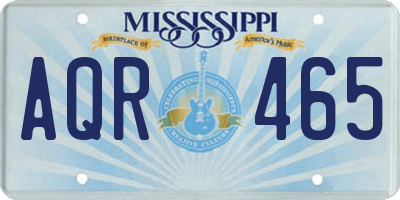 MS license plate AQR465