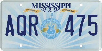 MS license plate AQR475