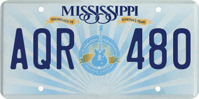 MS license plate AQR480