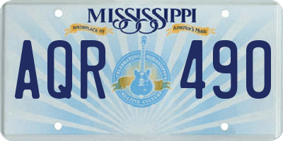MS license plate AQR490