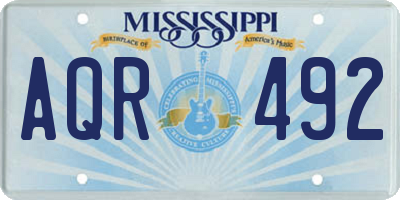 MS license plate AQR492