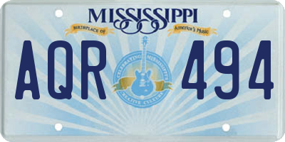 MS license plate AQR494