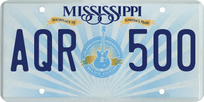 MS license plate AQR500