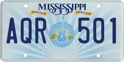 MS license plate AQR501