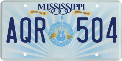 MS license plate AQR504