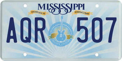 MS license plate AQR507