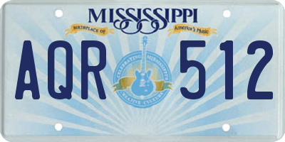 MS license plate AQR512