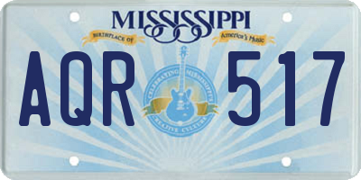 MS license plate AQR517