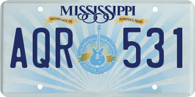 MS license plate AQR531