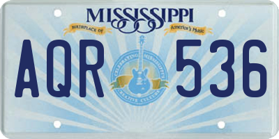 MS license plate AQR536