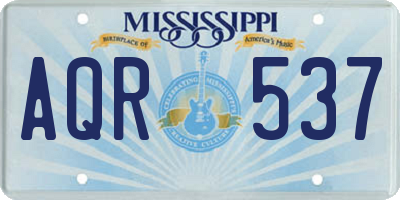 MS license plate AQR537