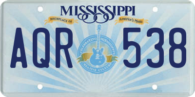 MS license plate AQR538