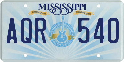 MS license plate AQR540