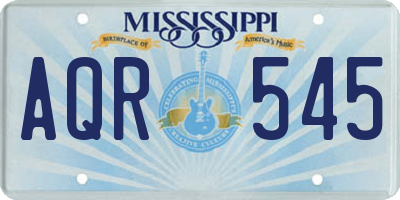 MS license plate AQR545
