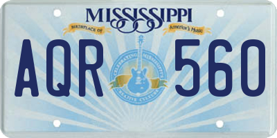 MS license plate AQR560