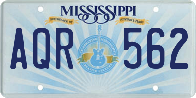 MS license plate AQR562