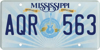 MS license plate AQR563