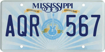 MS license plate AQR567
