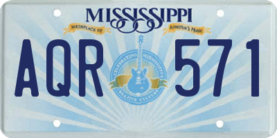 MS license plate AQR571