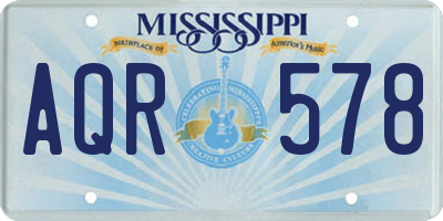 MS license plate AQR578