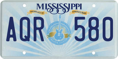 MS license plate AQR580