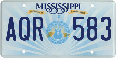 MS license plate AQR583