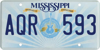MS license plate AQR593