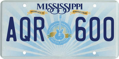MS license plate AQR600