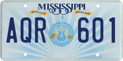MS license plate AQR601