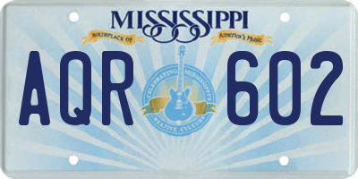 MS license plate AQR602