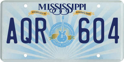 MS license plate AQR604