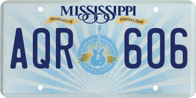 MS license plate AQR606