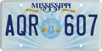 MS license plate AQR607
