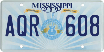 MS license plate AQR608